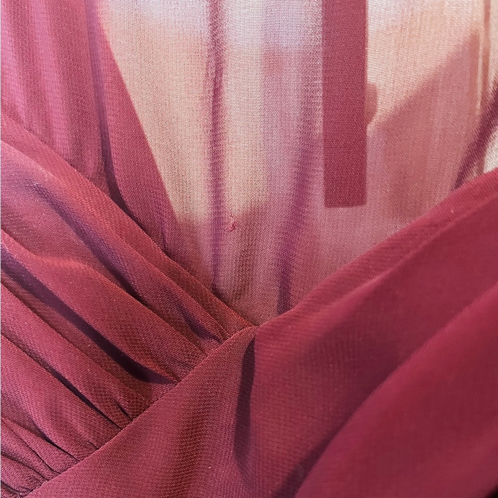 Alfred Angelo Burgundy/Maroon Halter/Round Neck Bridesmaid Dress - Picture 3 of 7